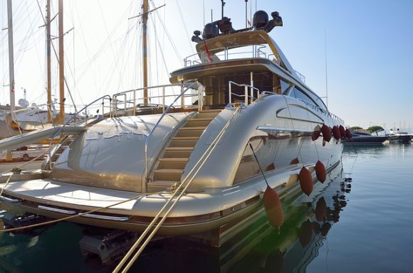 A superyacht in the harbour